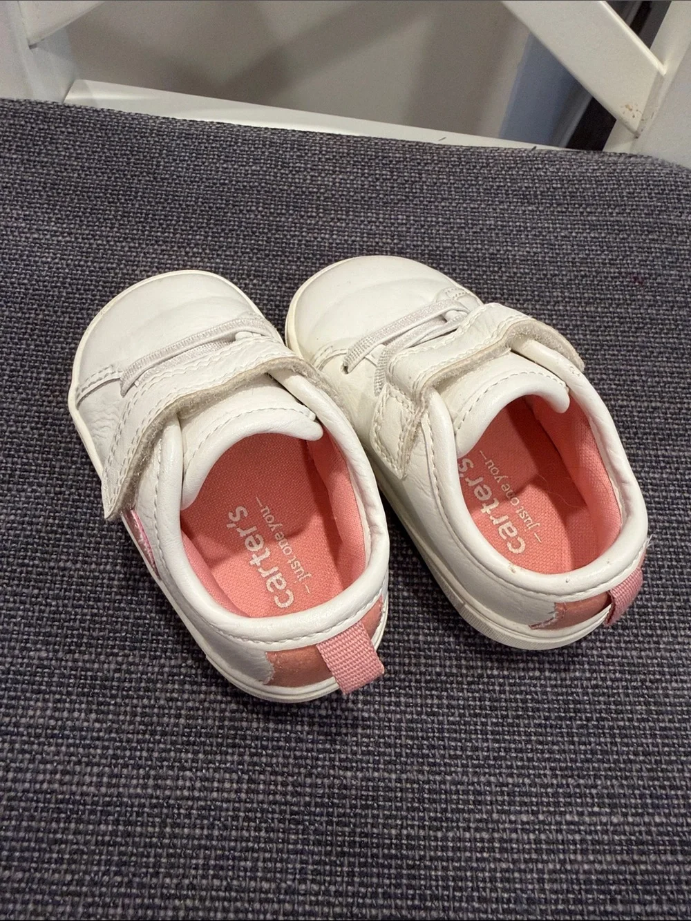 Carter's White Sneakers with Pink Heart Accent
